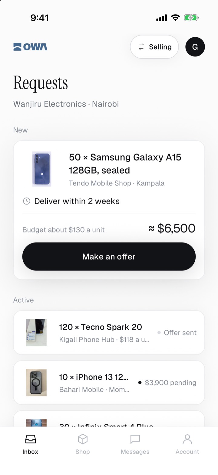 A seller's request inbox