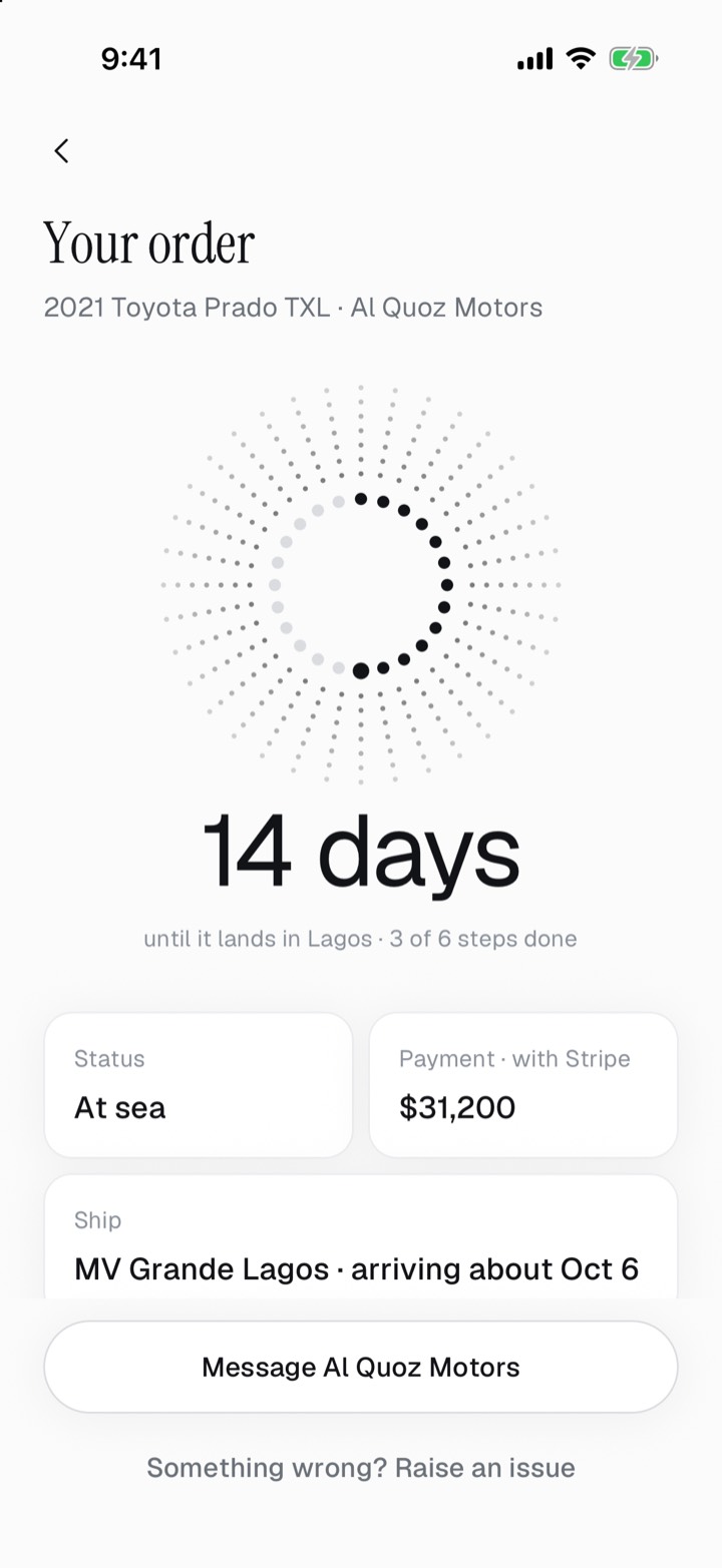 Order tracking with a progress ring