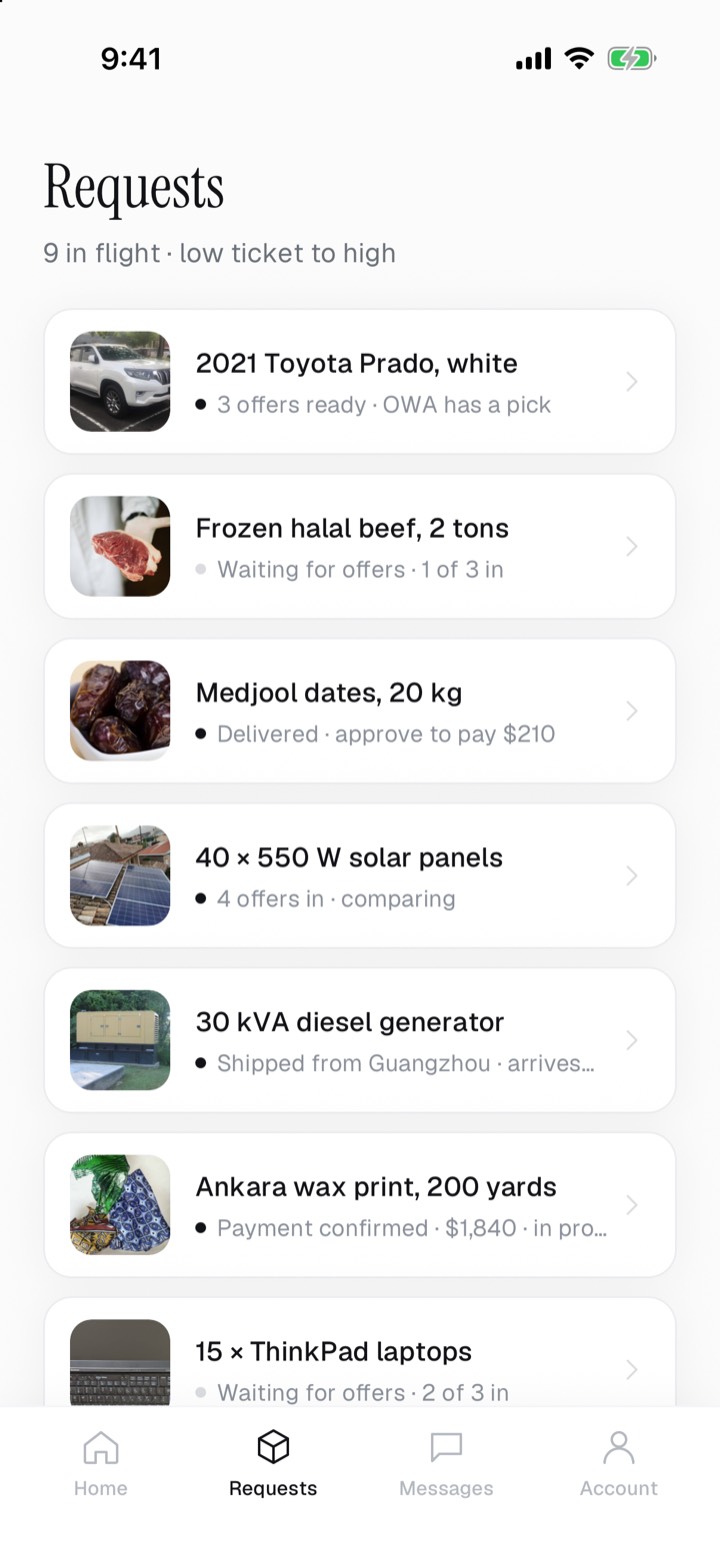 A buyer's requests across the ticket range
